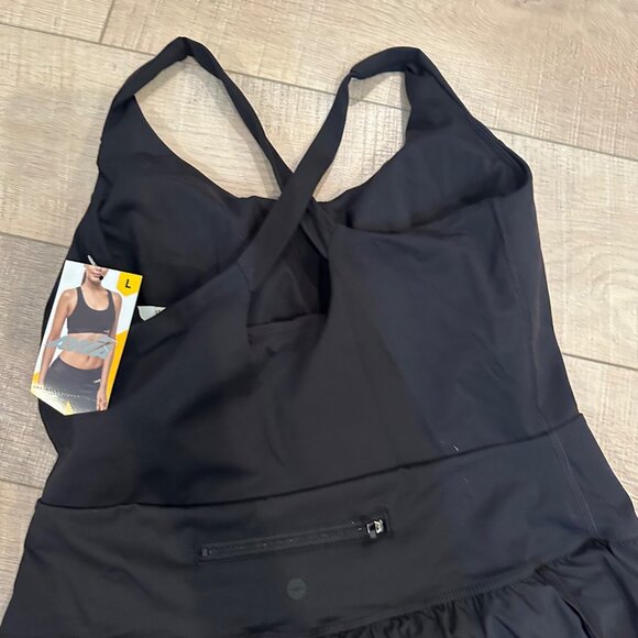 Womens Black Athletic Romper With Strappy Back Size L (12-14) By Avia Stretch Ny - Picture 7 of 7